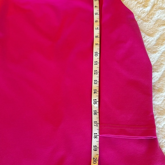 Amanda Uprichard Fuchsia Pink 3/4 Sleeve V-Back Stretch Fitted Dress Size Medium - Picture 11 of 12